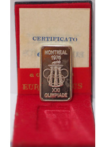 Lingotto puro argento XXI Olimpiade Montreal 1976 con confezione 999/1000 - 25 Grammi